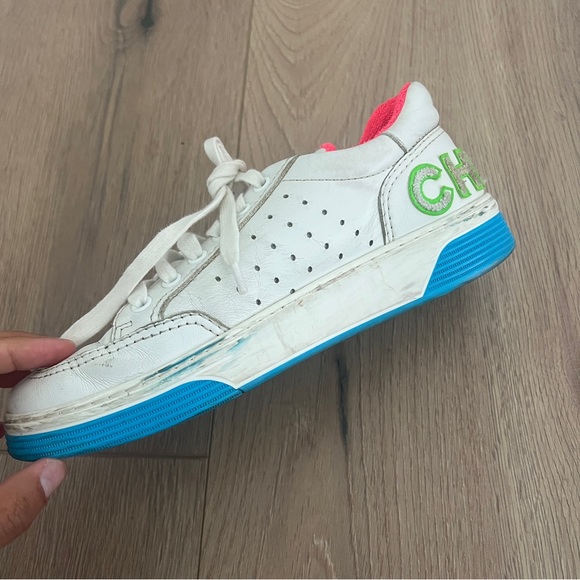 RARE Chanel Neon Sneakers - Blue Pink Yellow 37 with box - Picture 6 of 11